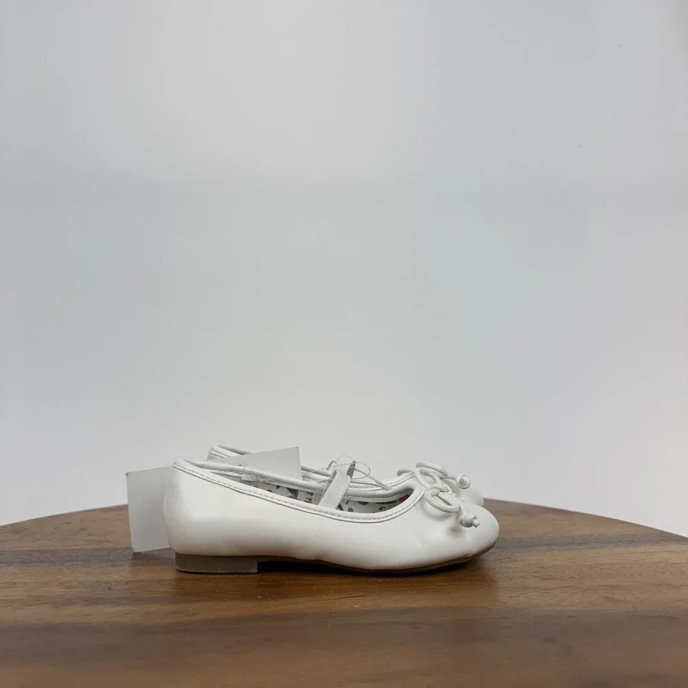 New Little Kids Nordstrom Rack Eleanor White Bow Formal Mary Jane Flats Size 8 C